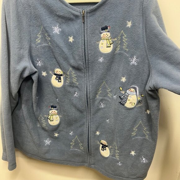 Croft & Barrow snowflake blue winter zip up sweater 1x - Picture 2 of 7